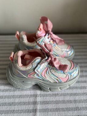 Girls Pink and Silver Shoe Size 23 aka Toddler Size 7 #260361